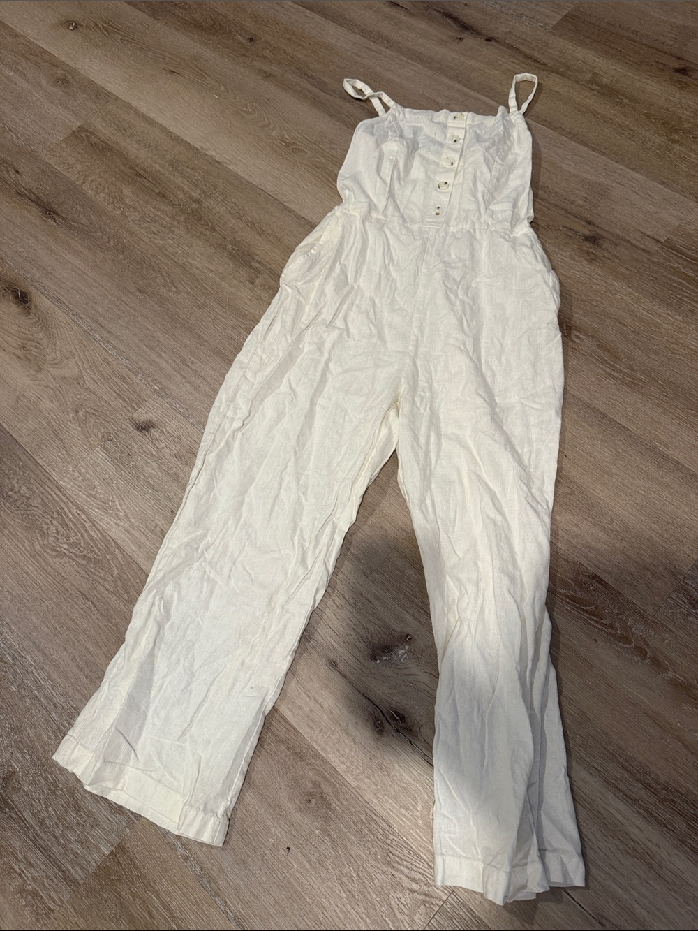 Old Navy off White Button-Front Wide-Leg Jumpsuit